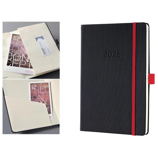 Buchkalender Conceptum 2026, ca. DIN A5, schwarz/ rot sigel C2608 (4004360773358)