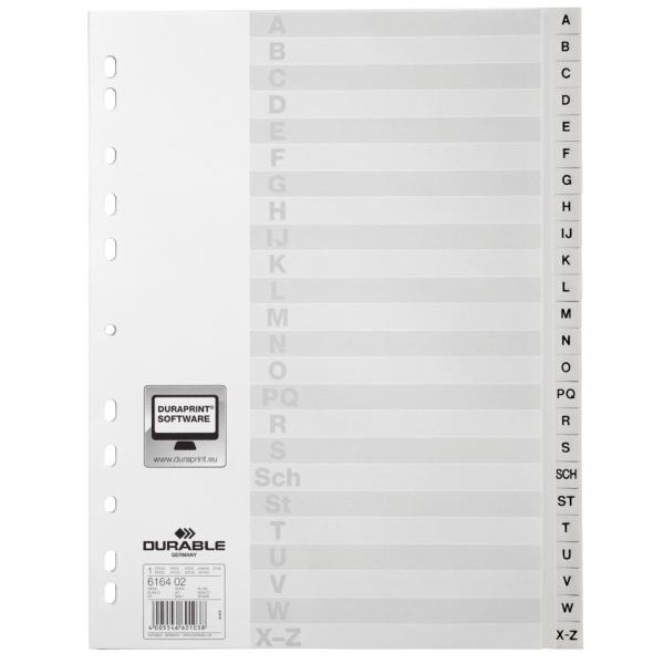 Kunststoff-Register, A-Z, A4, PP, 20-teilig, schwarz DURABLE 6168-01 (4005546601076)