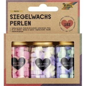Siegelwachs-Perlen PASTEL, 3 Dosen, farbig sortiert folia 31319 (4001868142730)