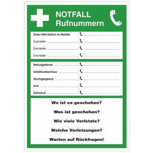 LEINA Hinweisschild 'Notfall-Rufnummern' REF 26013 (4011166260135)