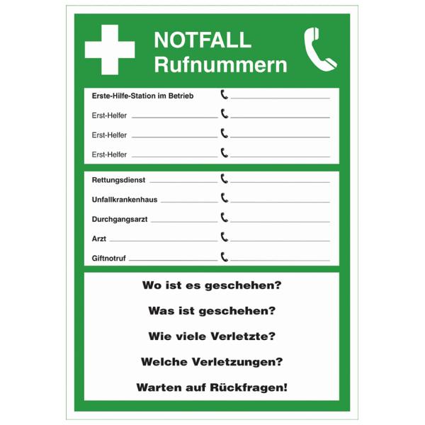 LEINA Hinweisschild 'Notfall-Rufnummern' REF 26013 (4011166260135)