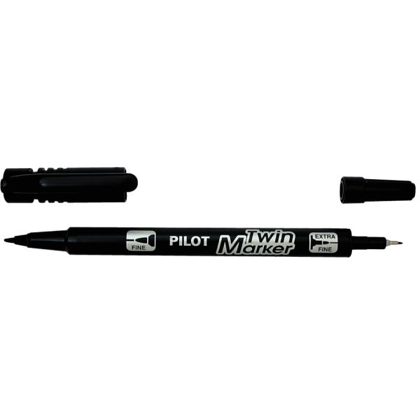 Permanent-Marker Twin Marker, extra fein, schwarz PILOT 342080 (4902505342080)