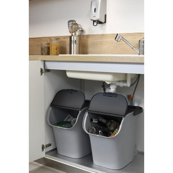 Sortierbehälter TriHome, 40 Liter, zementgrau/ anthrazit EDA 010612 G.BT/G.A (3086960274689)