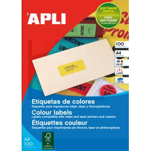 Adress-Etiketten, 210 x 297 mm, gelb APLI 119041 (3270241190410)