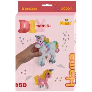 midi 3D 'Einhörner', Geschenkpackung Hama Bügelperlen 3454 (0028178034542)
