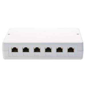 Aufputzbox für Keystone Module, 6 x RJ45, reinweiß DIGITUS DN-93705 (4016032259411)
