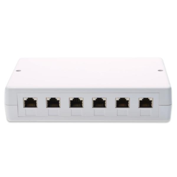 Aufputzbox für Keystone Module, 6 x RJ45, reinweiß DIGITUS DN-93705 (4016032259411)