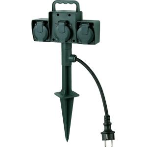 Gartensteckdose mit Erdspieß, 3-fach, grün BACHMANN 394.175 (4016514031696)