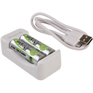 Ladegerät 'Basic II', mit 2 x AA Akkus 1.300 mAh ANSMANN 1001-0119-01 (4013674178162)