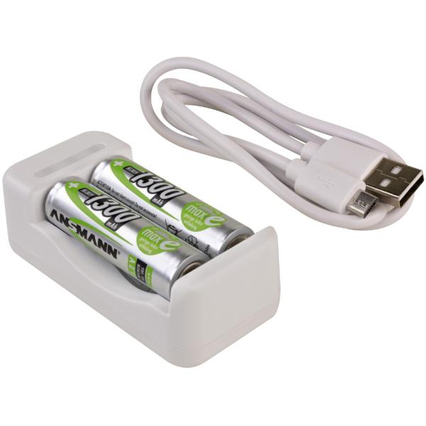 Ladegerät 'Basic II', mit 2 x AA Akkus 1.300 mAh ANSMANN 1001-0119-01 (4013674178162)