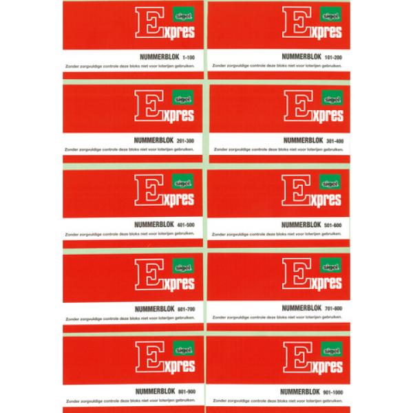 Nummerblok 1-1000, 105 x 53 mm, groen Expres SI-76153 (4004360896224)