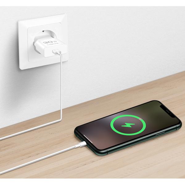 USB-Steckdosenadapter, 1x USB-C (PD), 30 Watt, weiß LogiLink PA0347 (4052792076158)