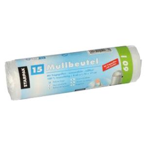 Müllbeutel mit Tragegriffen 20 L HDPE transparent 20 Stück PAPSTAR 12075 (4002911120750)