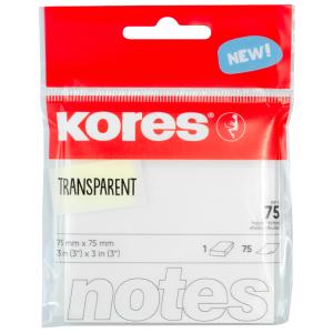 Haftnotizen 'TRANSPARENT', 75 x 75 mm, blanko Kores N48187 (9023800481870)