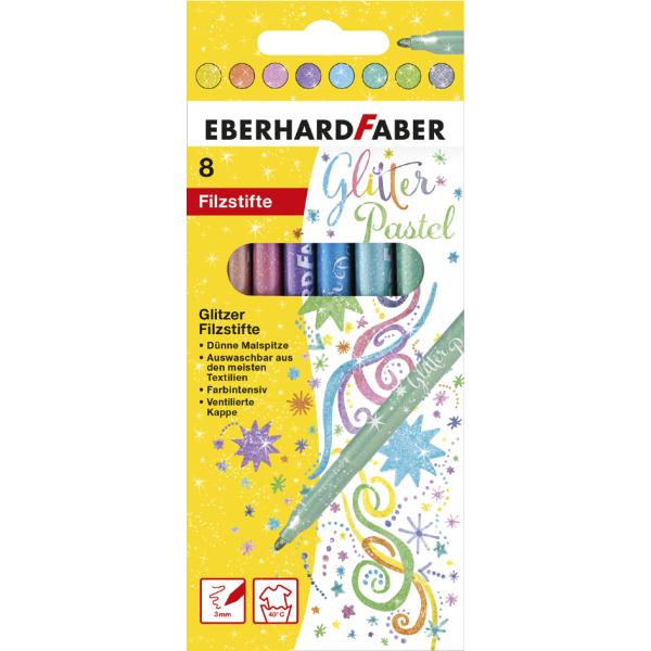 Fasermaler Glitzer Pastell 8er Etui 3mm sortiert Eberhard Faber 551009 (4087205510097)