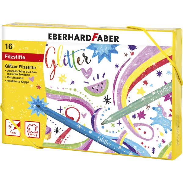 Fasermaler Glitzer 16er Kartonbox sortiert Eberhard Faber 551016 (4087205510165)