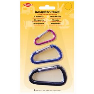Karabinerhaken, 3er Set, farbig sortiert KLEIBER 52418 (4009691524181)