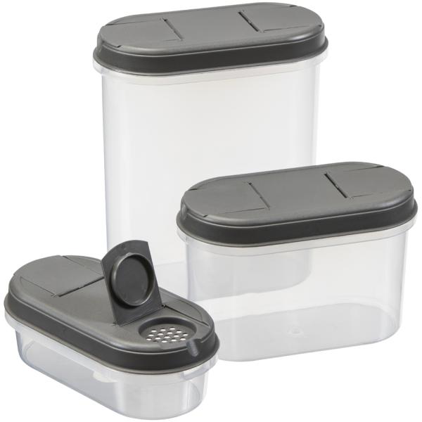 Trockenvorratsdosen-Set Margerit, 3er Set, grau plast team 11230806 (5707672709488)