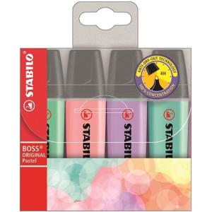 Textmarker BOSS ORIGINAL Pastel, 4er Kunststoffetui STABILO 70/4-3 (4006381558174)