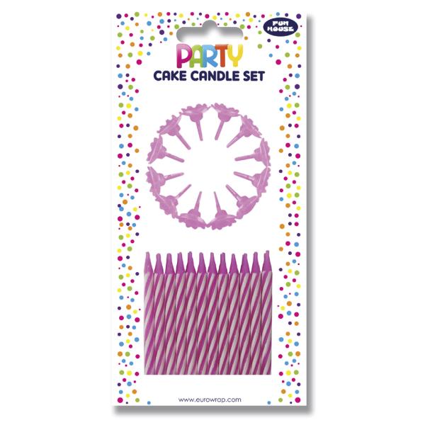 Geburtstagskerzen, rosa/ weiß gestreift Clairefontaine 12630-PC (5033601782285)