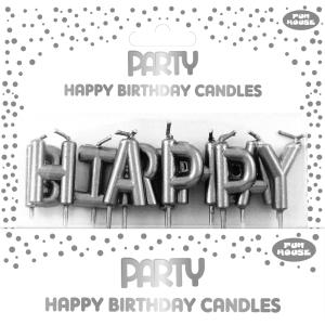 Kuchenkerzen-Set 'Happy Birthday', silber Clairefontaine 24327-SC (5033601594703)