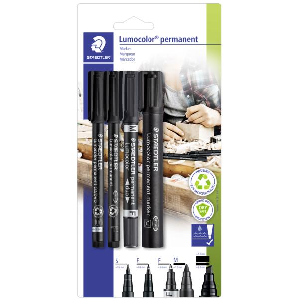 Lumocolor Permanent-Marker-Set, 4-teilig, schwarz STAEDTLER 60 BK (4007817186152)