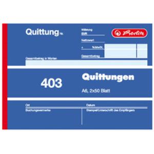 Formularbuch 'Quittung 402', DIN A6, 2 x 40 Blatt herlitz 300008418 (4008117876149)