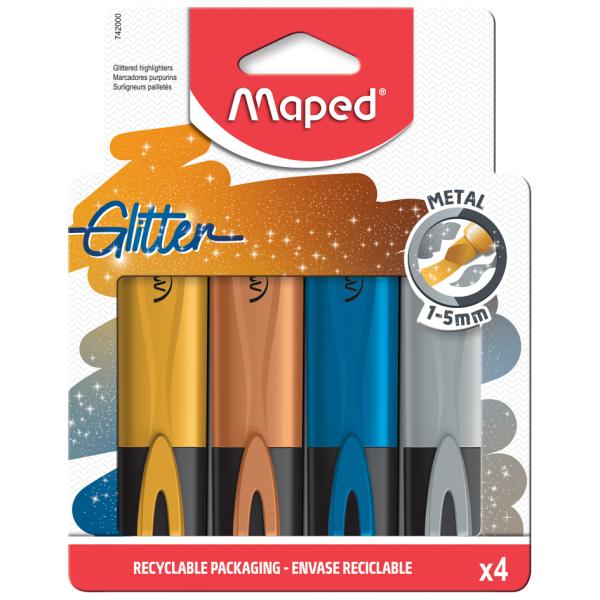 Textmarker GLITTER METAL, 4er Etui Maped 742000 (3154147420003)