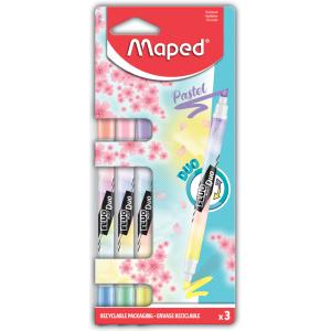 Textmarker FLUO'PEPS PEN DUO Pastel, 3er Kartonblister Maped 734128 (3154147341285)