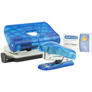 Heftgerät- & Locher-Set, blau-transparent RAPESCO 1719 (5018505040372)