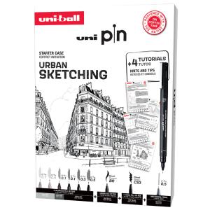 URBAN SKETCHING-Starterset uni pin, 9er Koffer uni-ball CF PIN/8 004 (3701614900430)