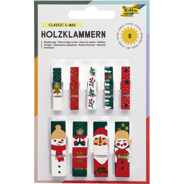 Holzklammern mit Druck 'XMas II' folia 22955 (4001868119497)