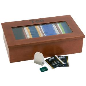 Teebox, aus Holz, 4 Kammern, dunkelbraun APS 11574 (4004133115743)