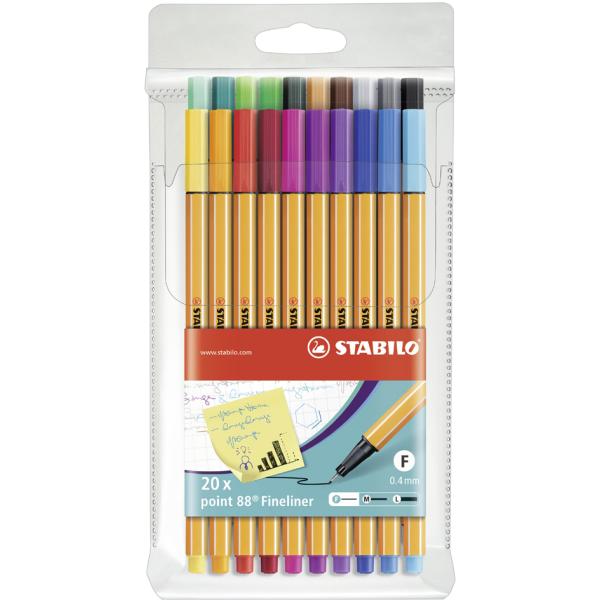 Fineliner point 88 Etui 20er Pack mit 20 verschiedenen Farben STABILO 8820 (4006381292405)
