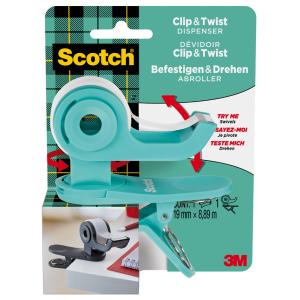 Handabroller Clip & Twist, türkis, bestückt Scotch C19-CLIP-TL (4054596714984)