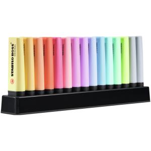 Textmarker BOSS ORIGINAL Pastel, 15er Tischset STABILO 7015-02-5 (4006381567411)