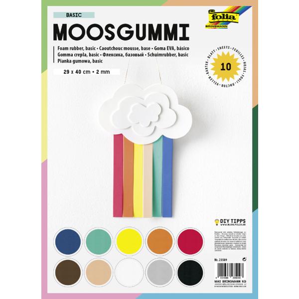 Moosgummi, 200 x 290 mm, 10 Blatt, sortiert folia 231009 (4001868231090)