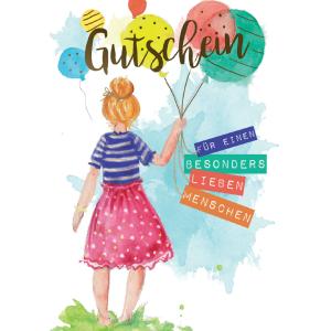 Gutscheinkarte 'Mädchen mit Ballons' CACTUS 9050-13998 (4260442544043)