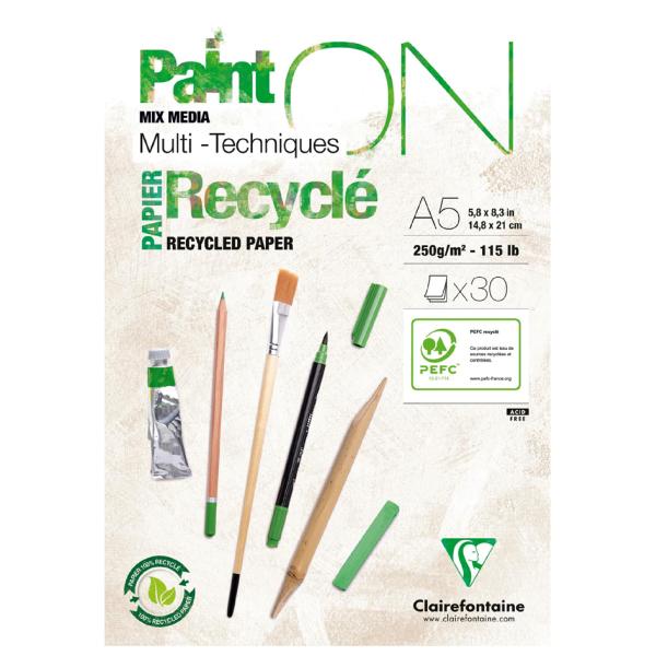 Zeichenpapierblock PAINT'ON Recycle, DIN A3 Clairefontaine 975742C (3329689757423)