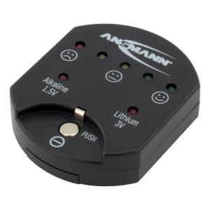 Batterie-/ Akku-Tester, für Knopfzellen, schwarz ANSMANN 1900-0035 (4013674039418)