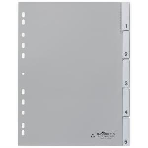 Durable Ordnerregister Vollformat 1-5 Grau 5-teilig Mit Wechseltaben, 1 Satz 644010 (4005546640723)