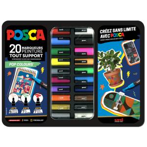 Pigmentmarker 'POP COLOURS', 20er Metallbox POSCA M POSCA/20 015 (3296280048772)