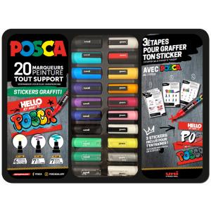 Pigmentmarker 'STICKERS GRAFFITI', 20er Metallbox POSCA M POSCA/20 017 (3296280048956)