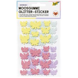 Moosgummi Glitter-Sticker BUTTERFLIES folia 23773 (4001868143898)