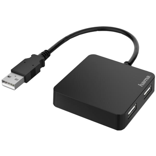 USB 2.0 Hub, 4 Port, schwarz hama 00200121 (4047443436924)