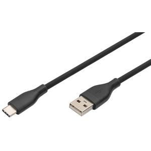 USB 2.0 Silikon-Anschlusskabel, USB-C - USB-A, 2, 0 m DIGITUS AK-300340-020-W (4016032495468)