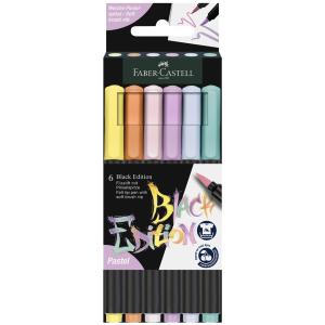 Faserschreiberetui Black Edition Pinselspitze Pastell 6er Kartonetui FABER CASTELL 116453 (4005401164531)
