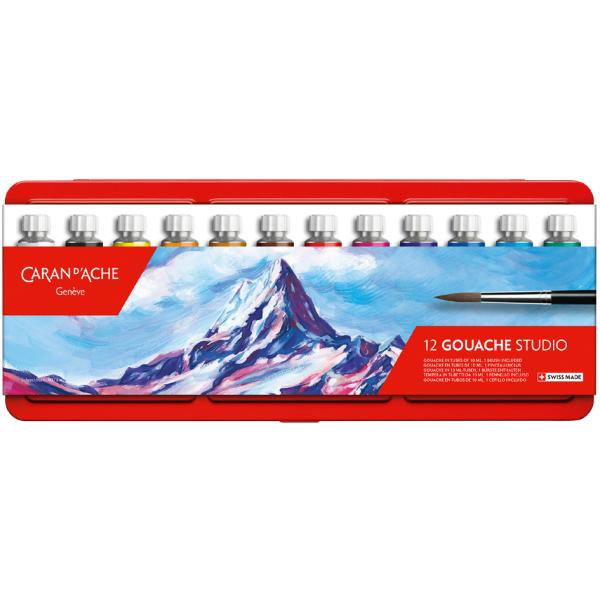 Gouache GOUACHE STUDIO, in Farbtuben, 12er Etui CARAN D'ACHE 2001.312 (7630002306157)
