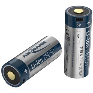 Li-Ion Akku 26650 mit USB-C Kupplung, 5100 mAh ANSMANN 1307-0012 (4013674189625)