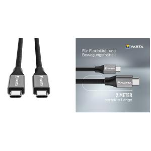 Speed Charge & Sync Kabel USB Type C auf USB Type C 2 m schwarz VARTA 57936 101 111 (4008496066483)